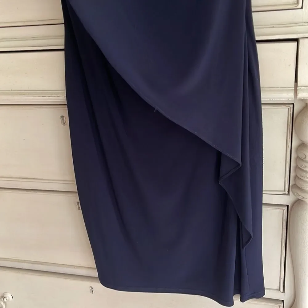 Betsy Adam Beaded Navy Off The Shoulder Dress size 4 - Picture 6 of 7